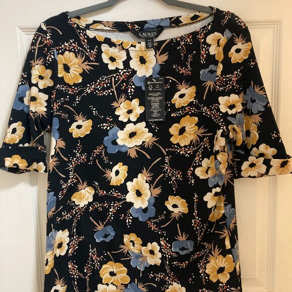 NEW Ralph Lauren Printed Boat-Neck Top PL - Picture 2 of 5